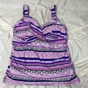 Lands' End Purple Striped Tankini Top